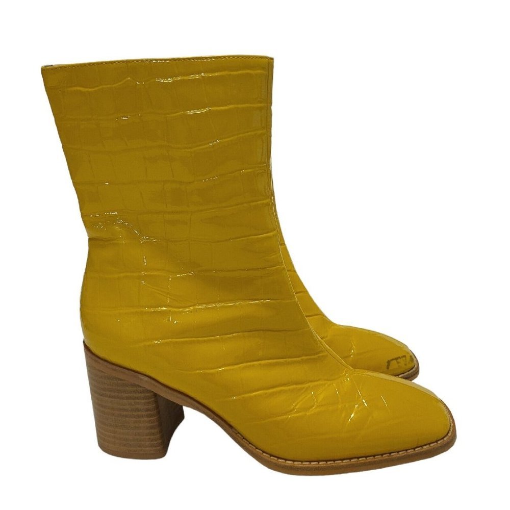 Intentionally Blank Marigold Contour Boot Croc Zippered Stacked Heel Size 9